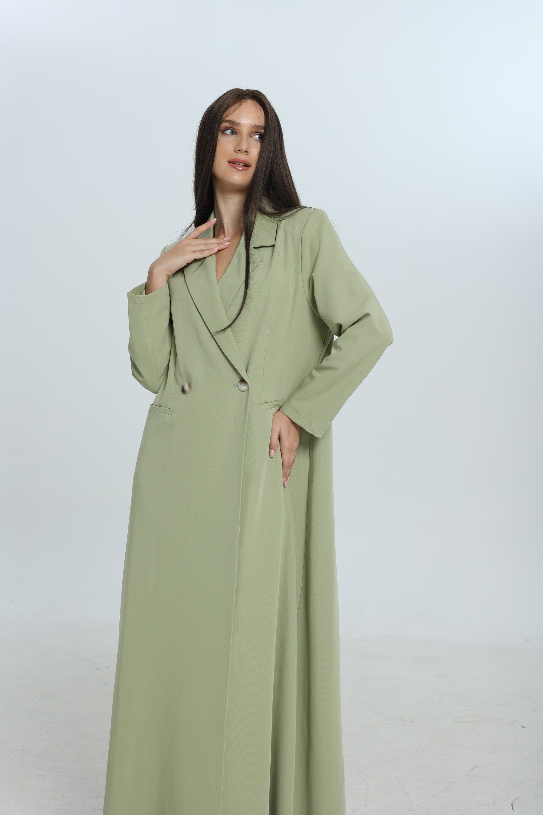 Mint Double Breasted Suit Abaya