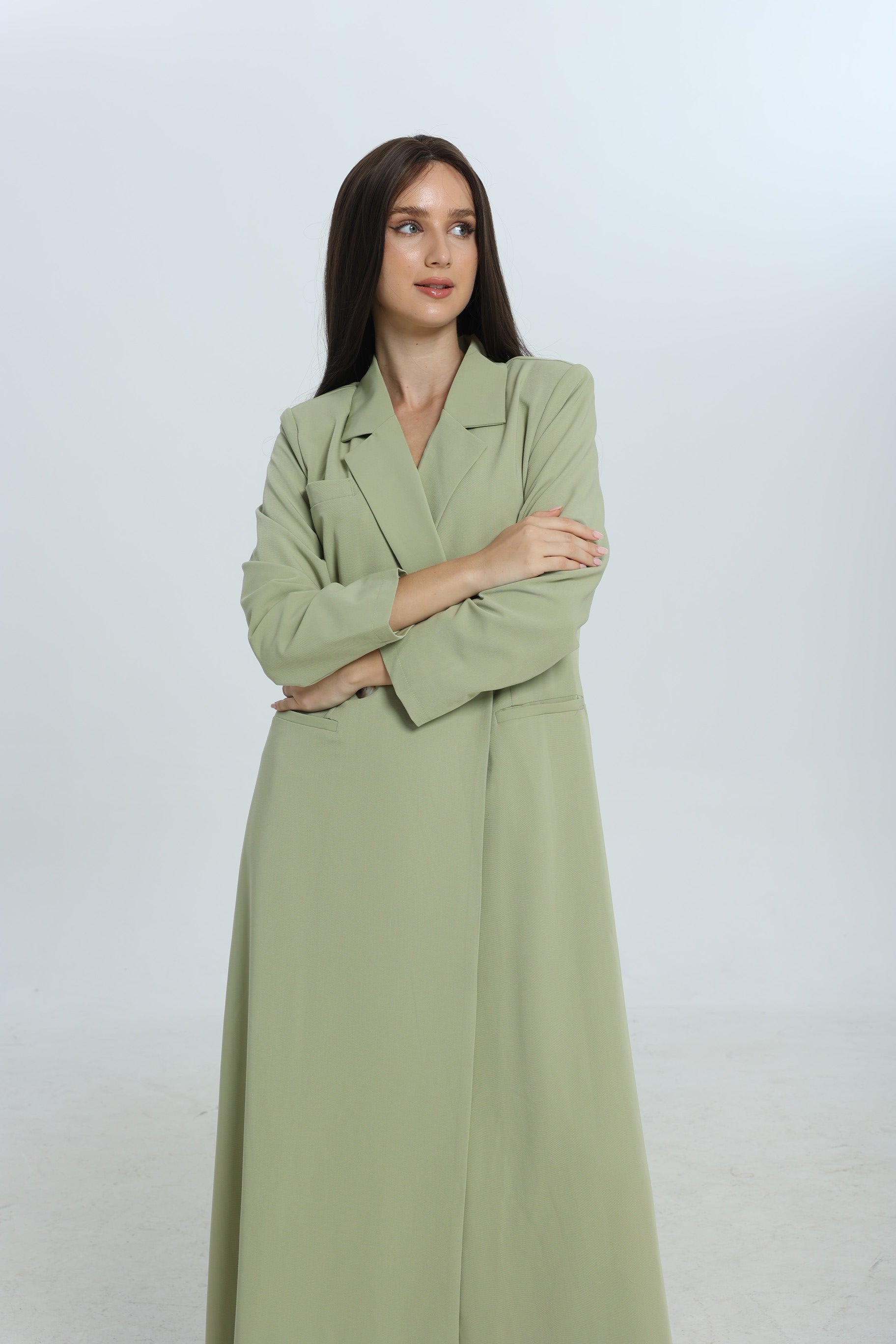 Mint Double Breasted Suit Abaya