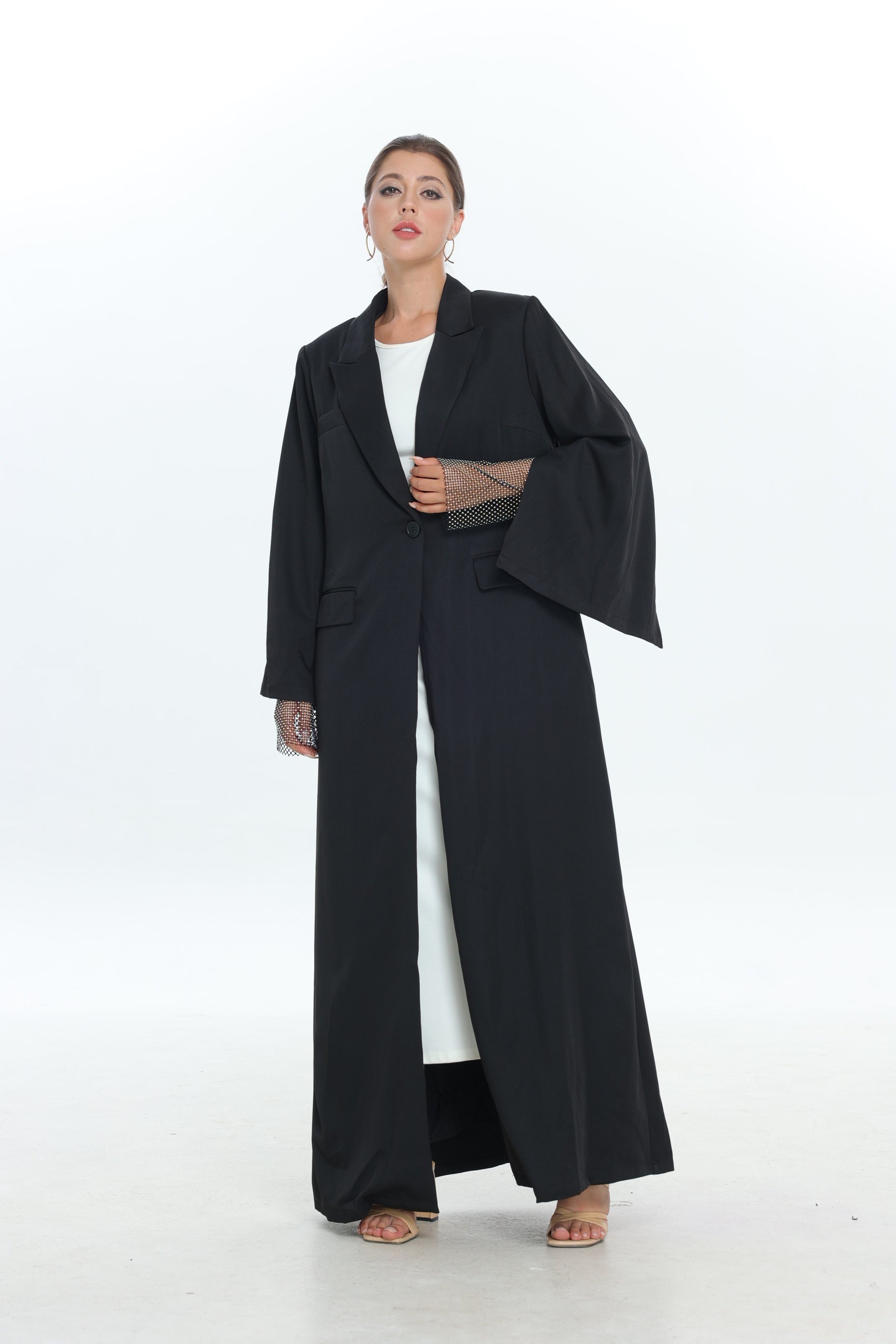 Black Abaya with Diamond Sleeve Detail