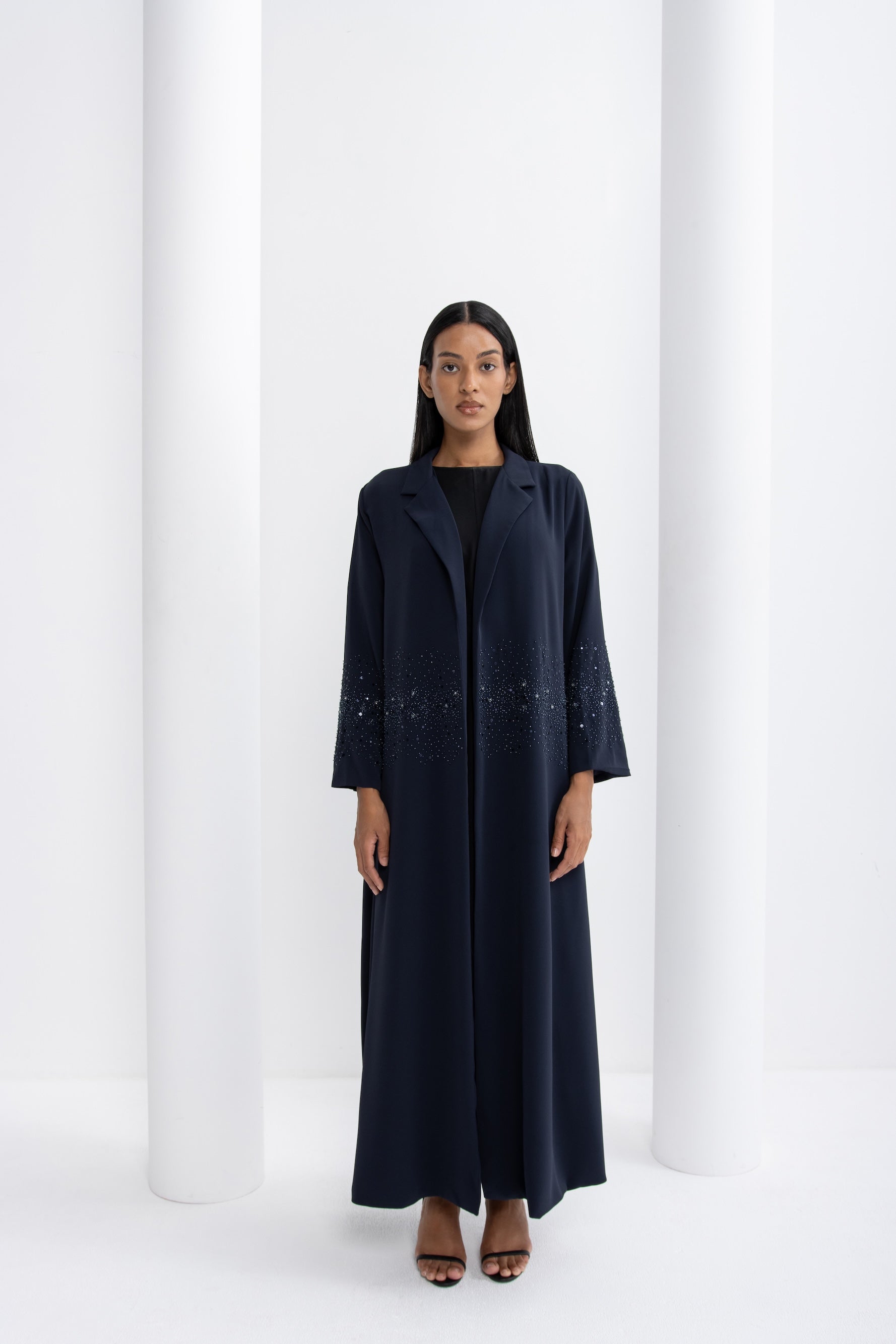 Navy Blue Crystal Evening Abaya