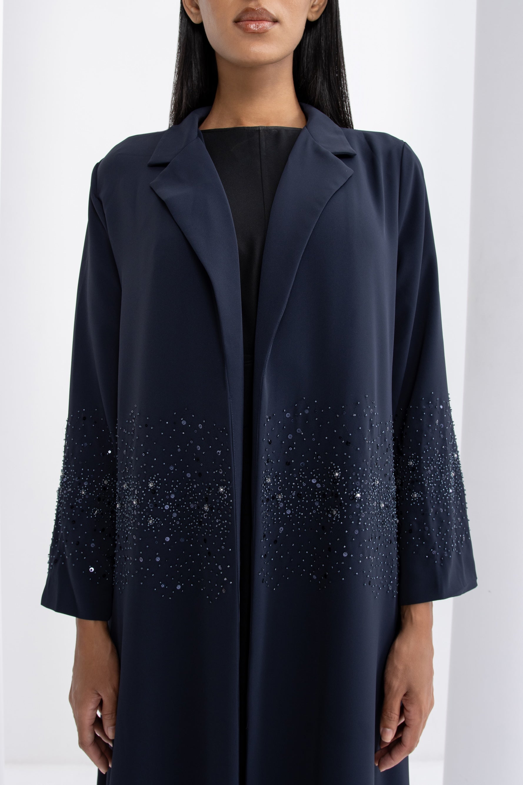 Navy Blue Crystal Evening Abaya