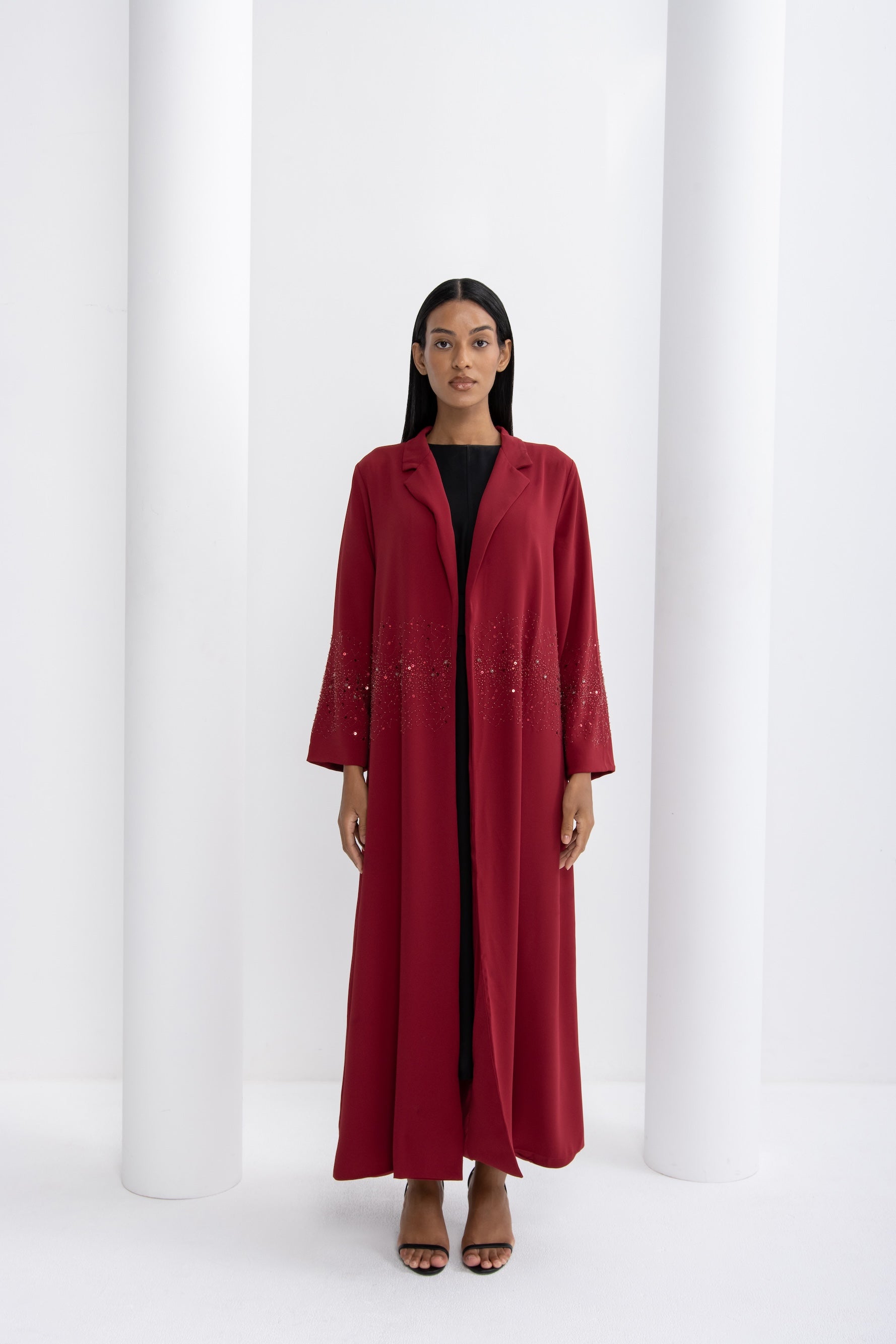 Burgundy Crystal Evening Abaya