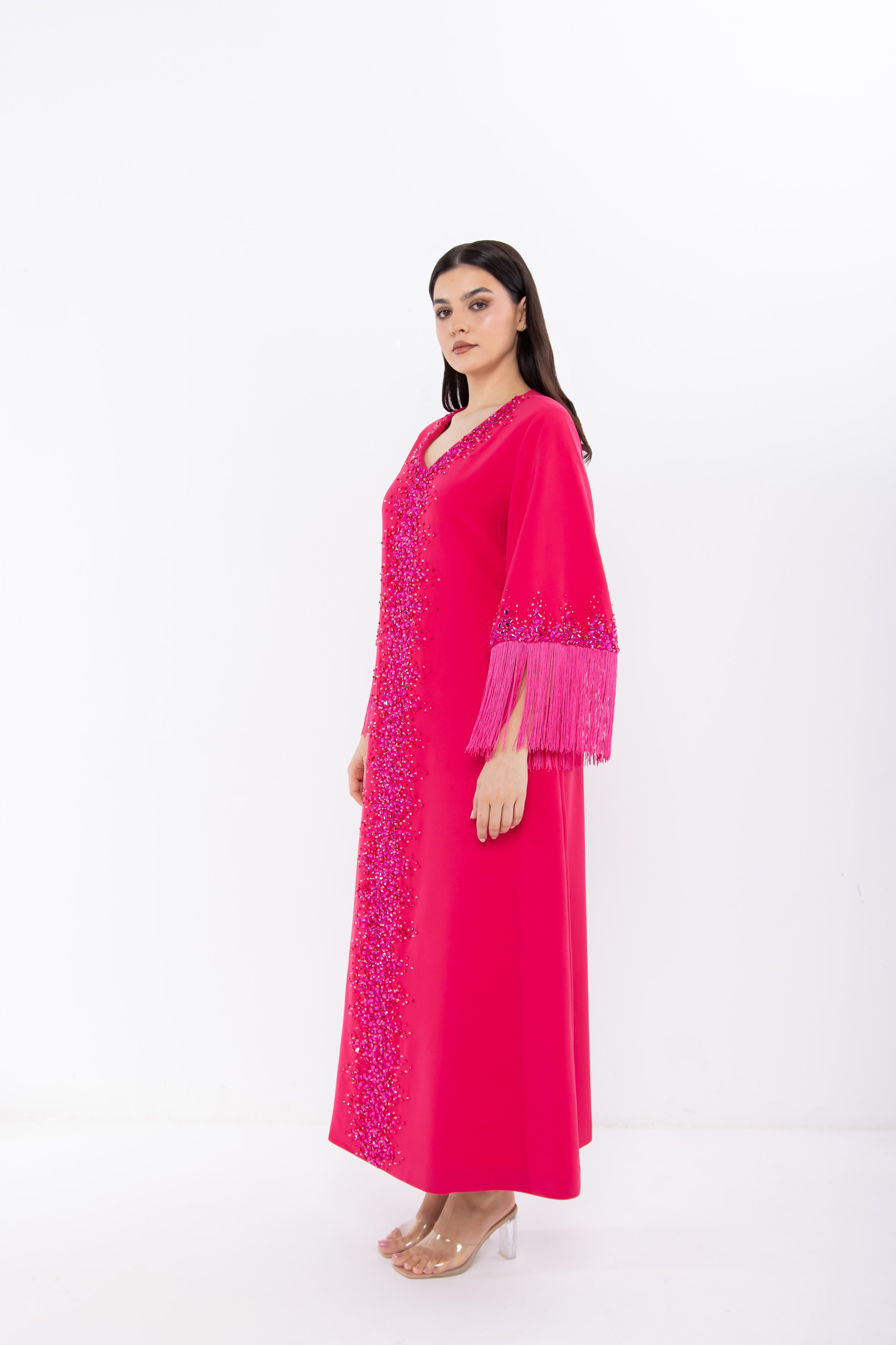 Pink Jalabiya with Crystal Embellishment