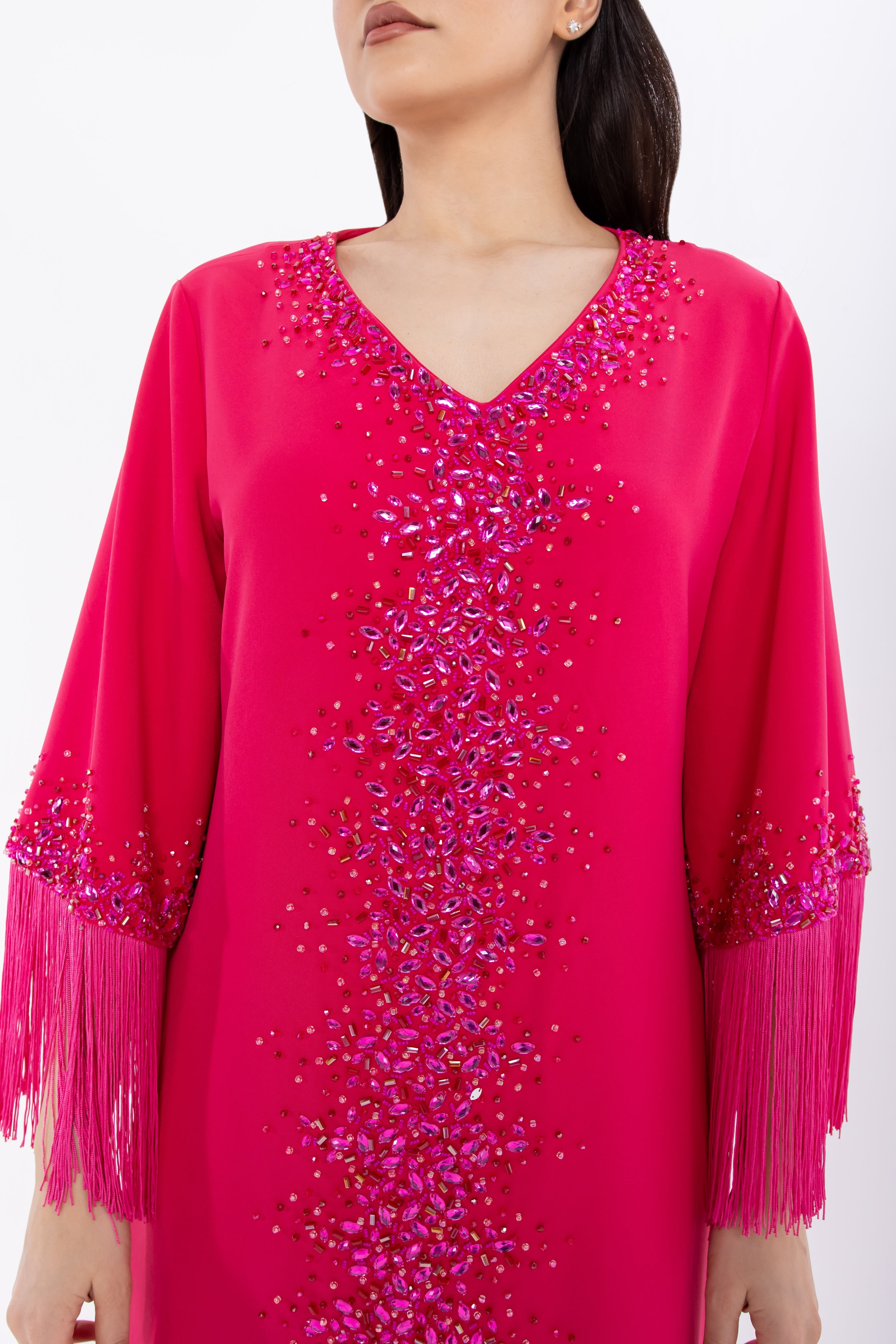 Pink Jalabiya with Crystal Embellishment