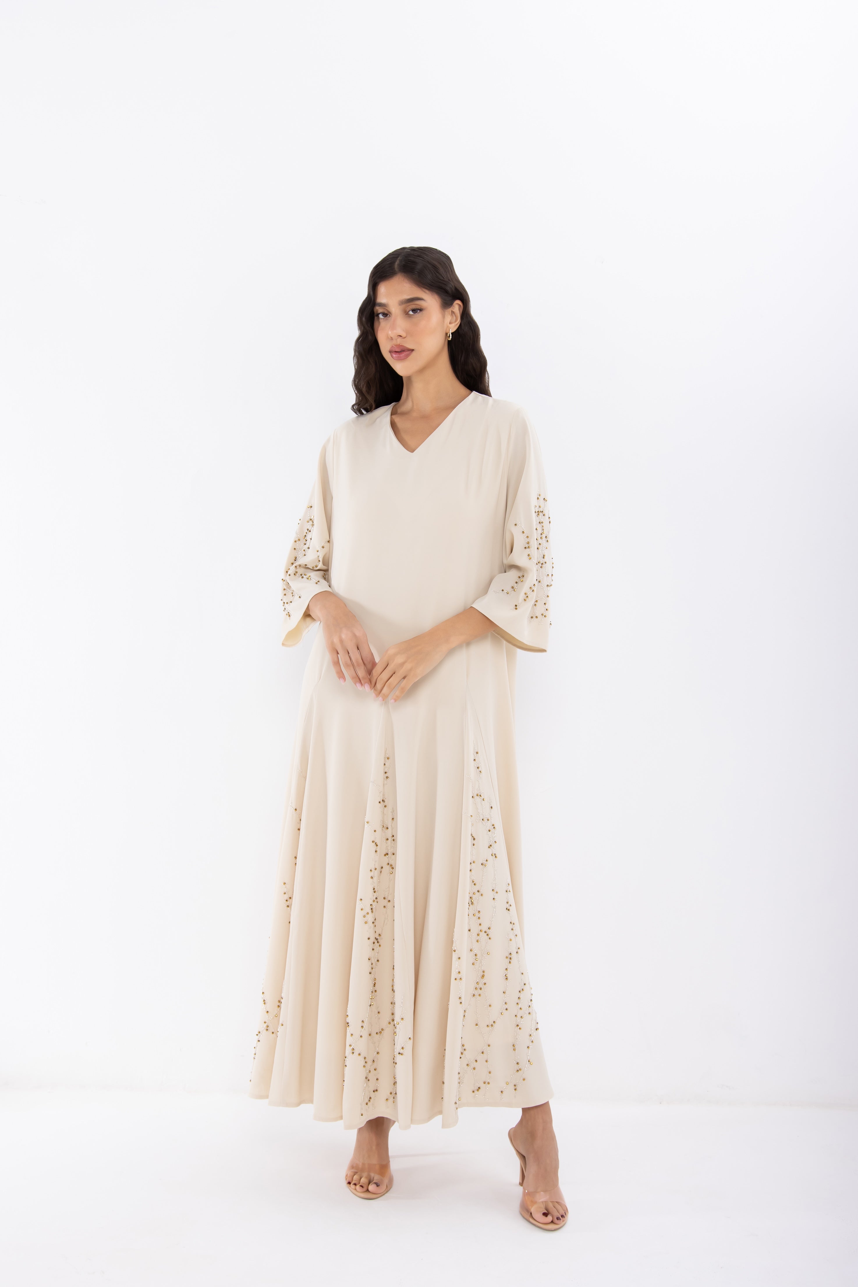 Beige Jalabiya with Hidden Embellishments