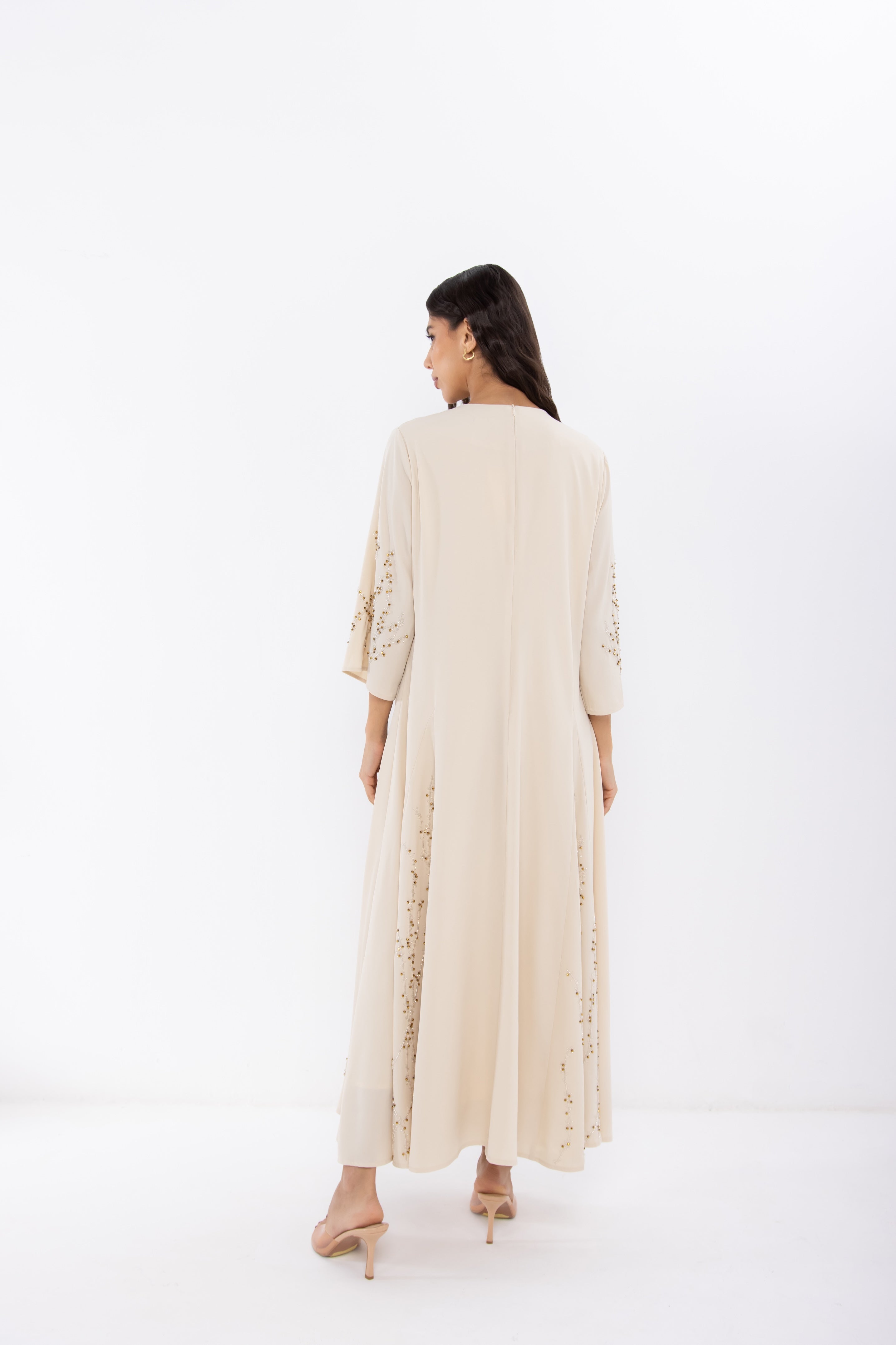 Beige Jalabiya with Hidden Embellishments