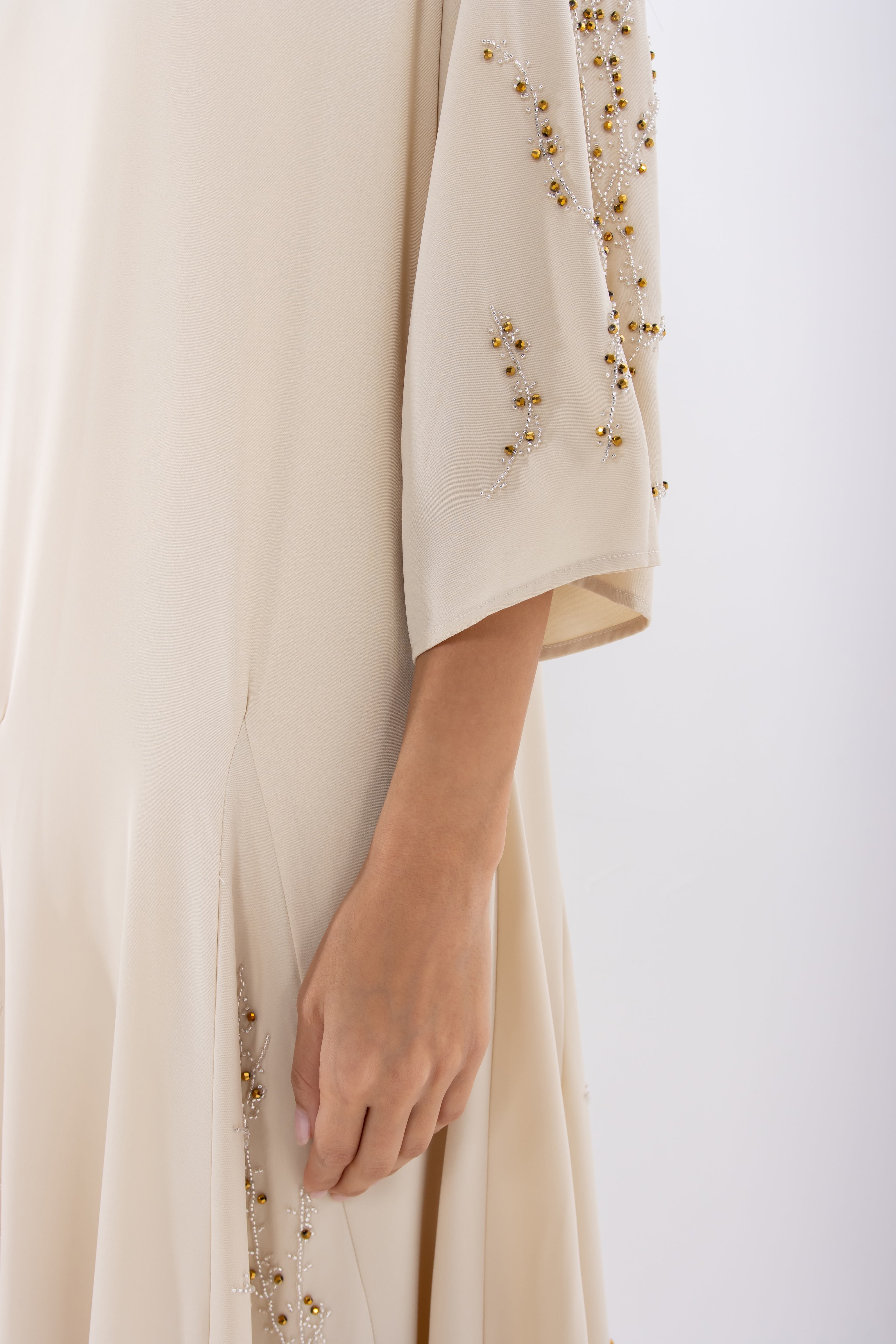 Beige Jalabiya with Hidden Embellishments