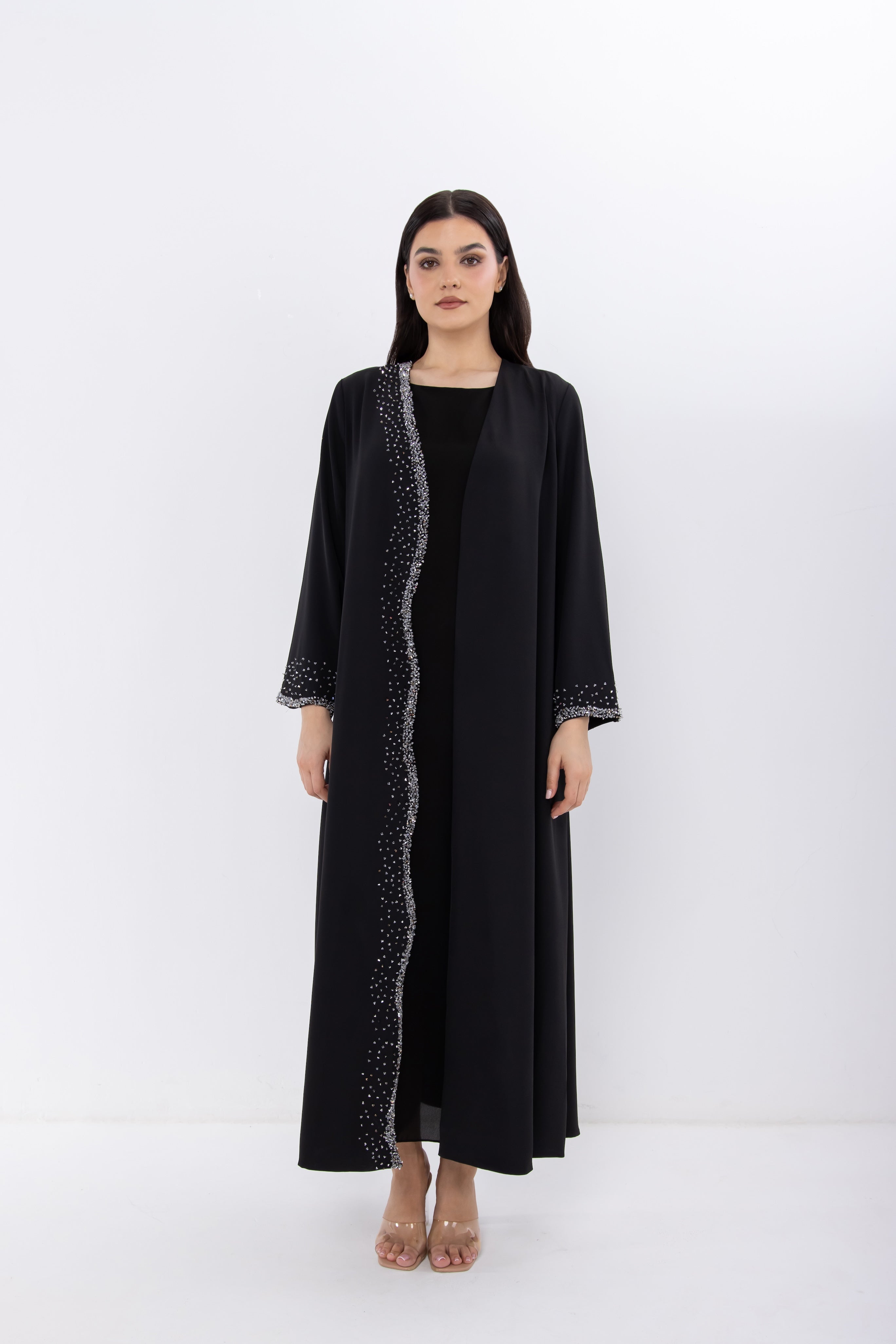 Black Diamond Embellished Evening Abaya