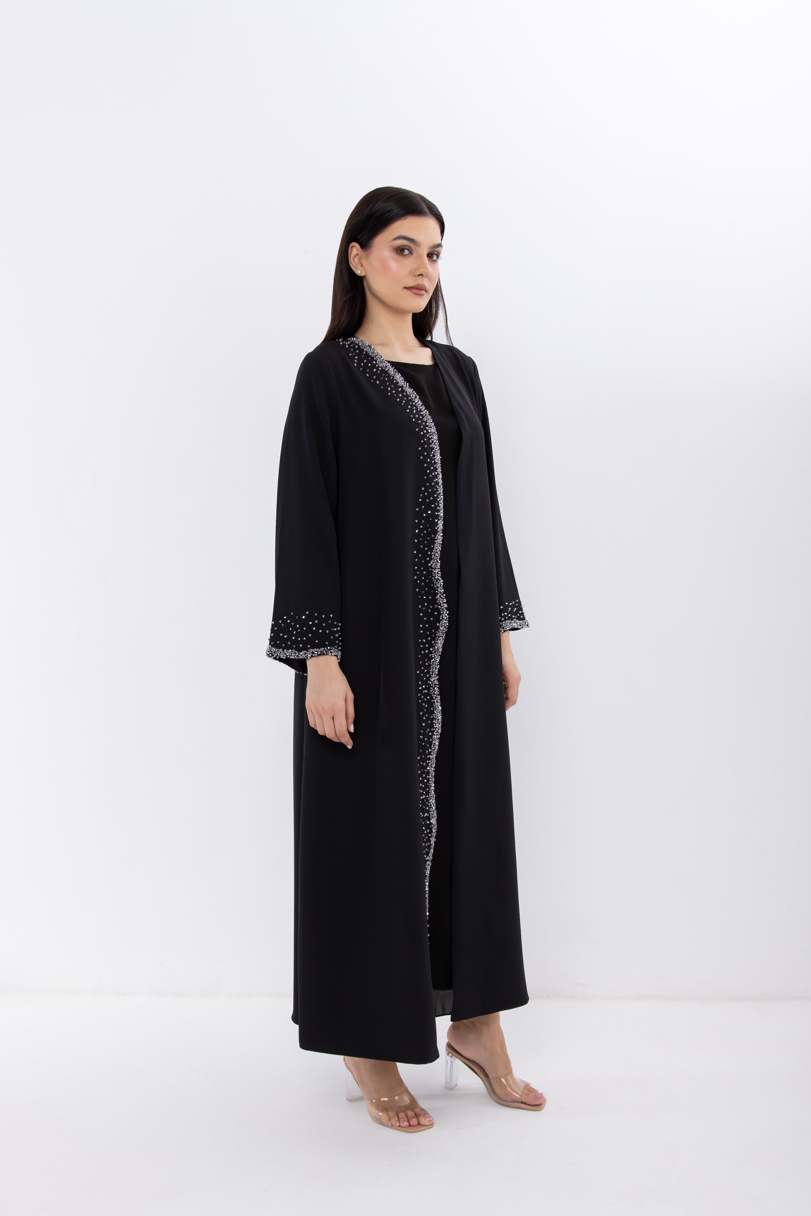 Black Diamond Embellished Evening Abaya