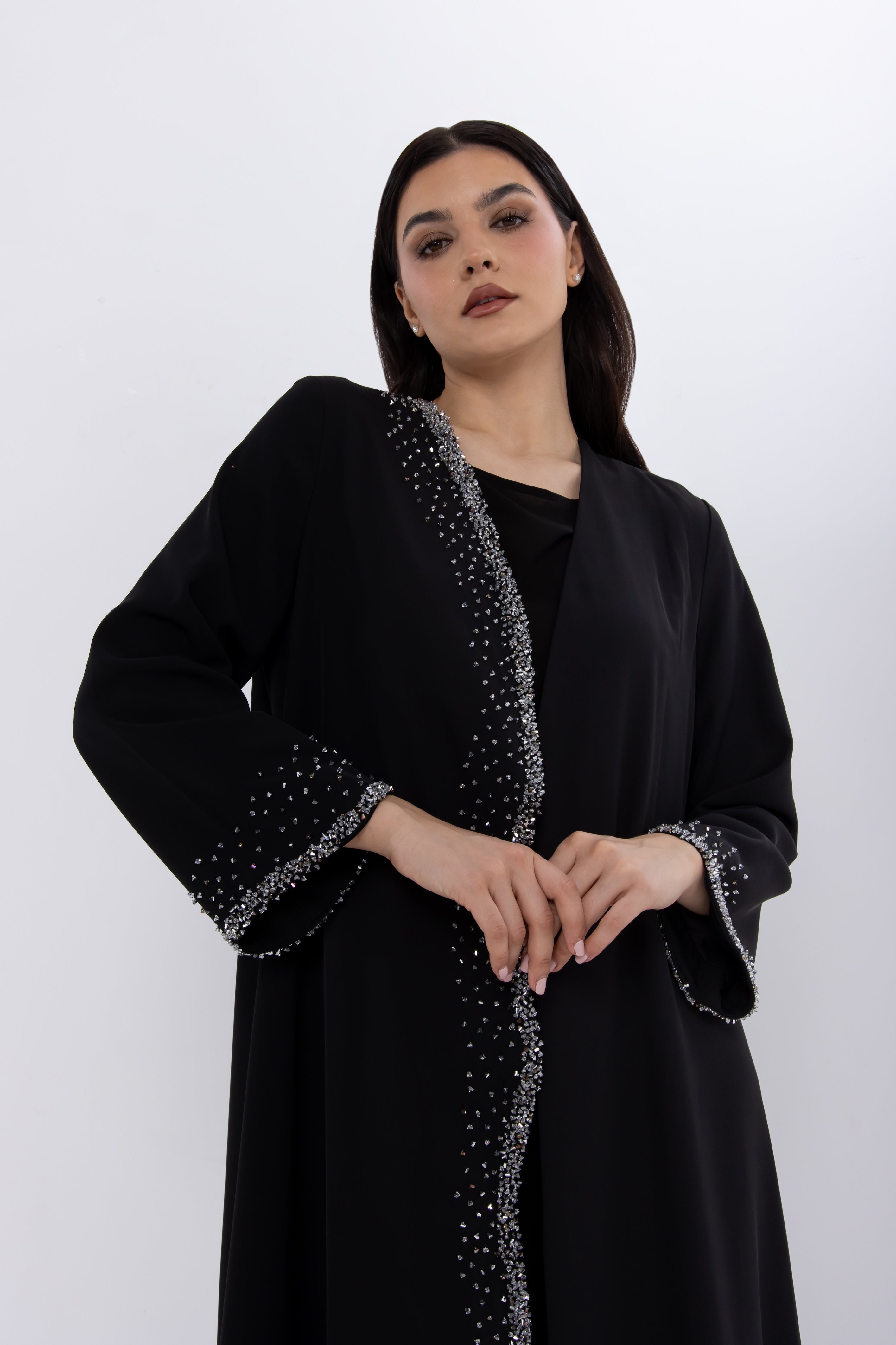 Black Diamond Embellished Evening Abaya