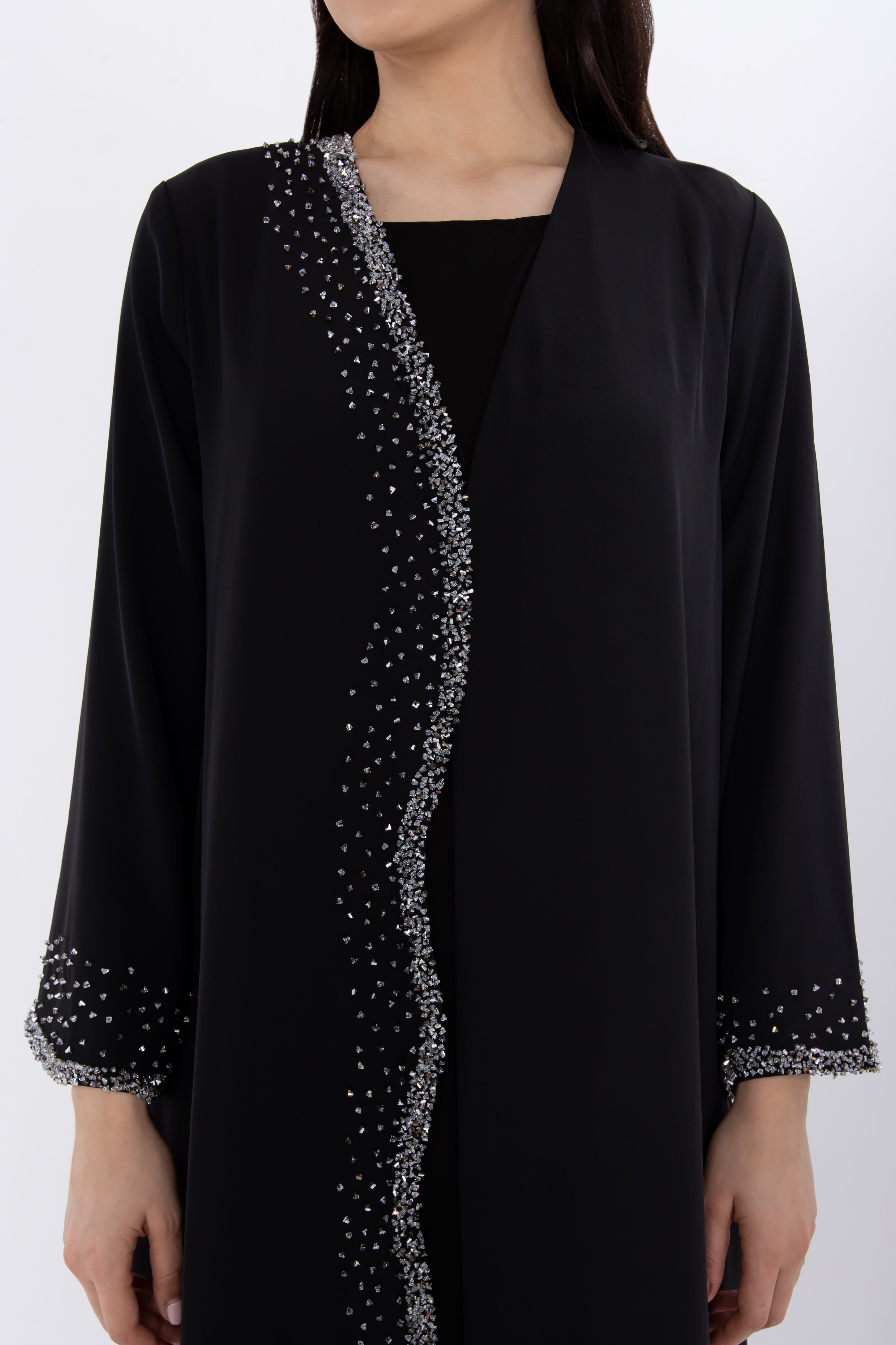 Black Diamond Embellished Evening Abaya